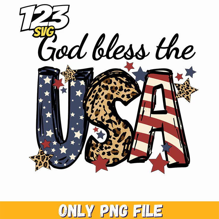 god bless the usa leopard png, god bless the usa, god says i am inspirational - 123SVG Store