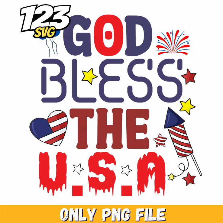 god bless the usa rocket fireworks stars png, usa fireworks rockets and stars, fireworks rockets and american stars - 123SVG Store