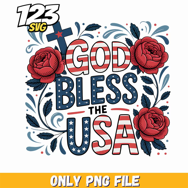 god bless the usa stars png, american flag digital download, 4th july png - 123SVG Store