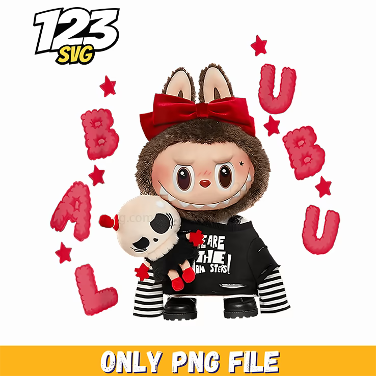 gothic labubu plush png, labubu plush, labubu plush toys - 123SVG Store