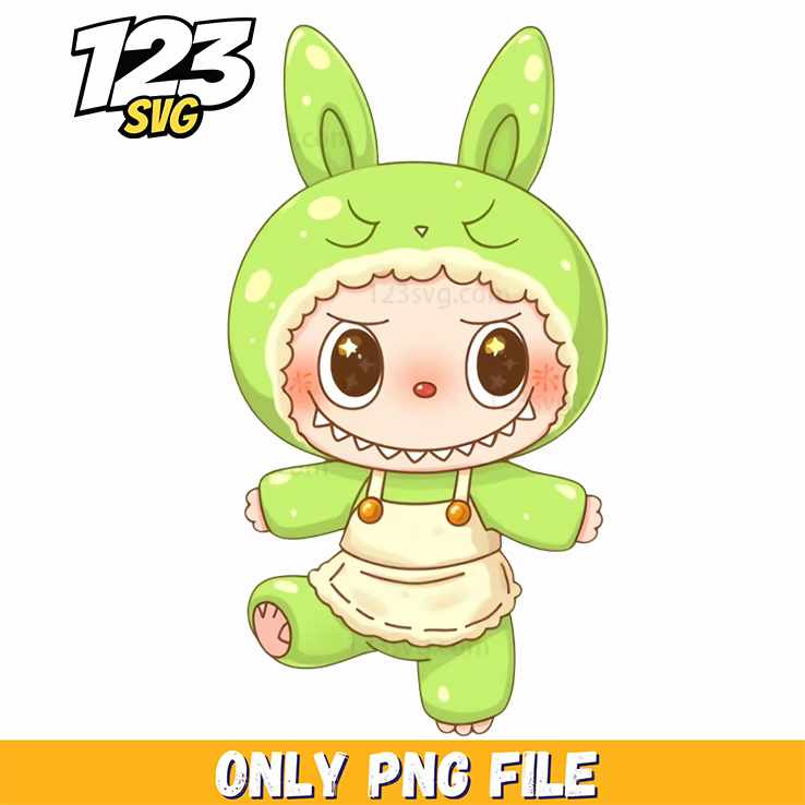 green baby bunny labubu png, adorable green baby bunny, cute green baby bunny - 123SVG Store