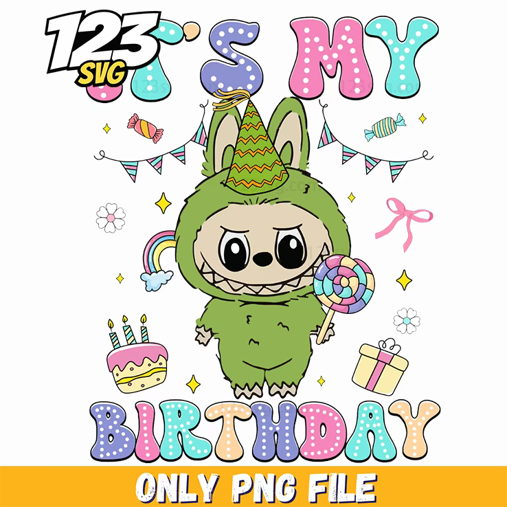 green birthday labubu png, labubu birthday png, labubu birthday girl - 123SVG Store