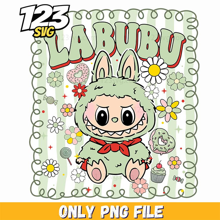green christmas labubu art png, labubu art xmas, labubu xmas artwork - 123SVG Store