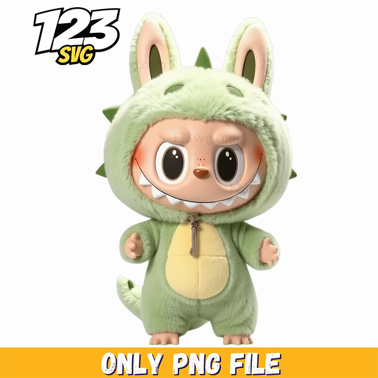 green dinosaur bunny labubu png, dinosaur bunny lab, labubu bunny dinosaur - 123SVG Store