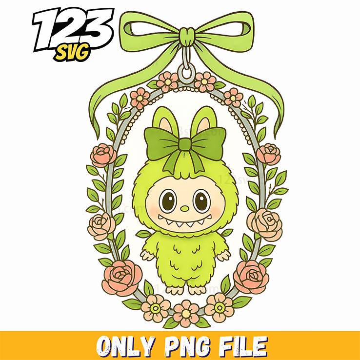 green floral bunny frame png, bunny frame png, floral bunny png frame - 123SVG Store