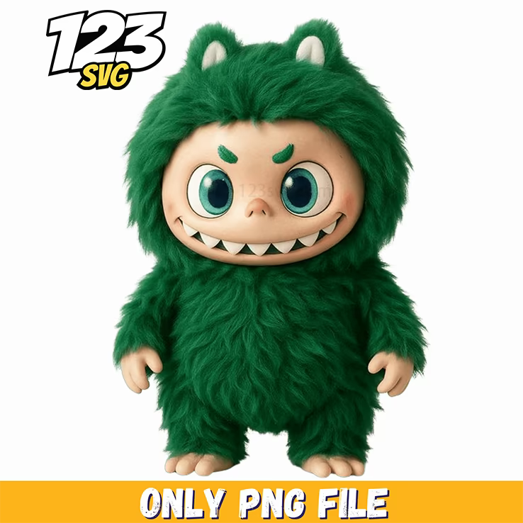 green fuzzy labubu png, labubu png, labubu cute png - 123SVG Store