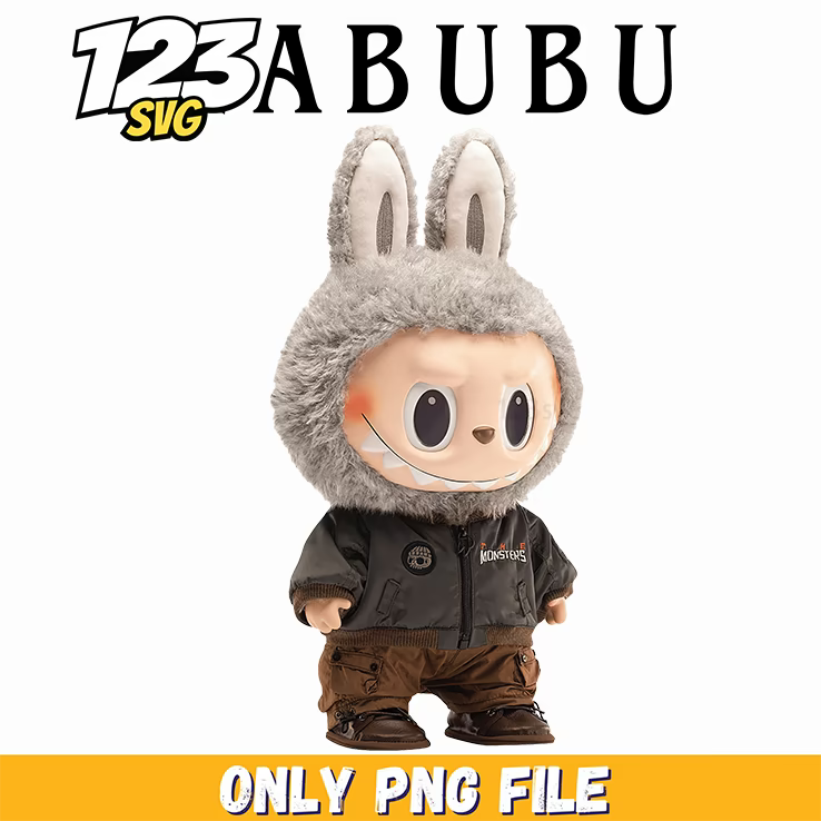 grey labubu plush png, labubu plush png, labubu plush toy png - 123SVG Store