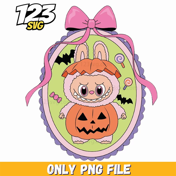 halloween pumpkin ornament labubu png, labubu pumpkin png, pumpkin labubu halloween decoration - 123SVG Store