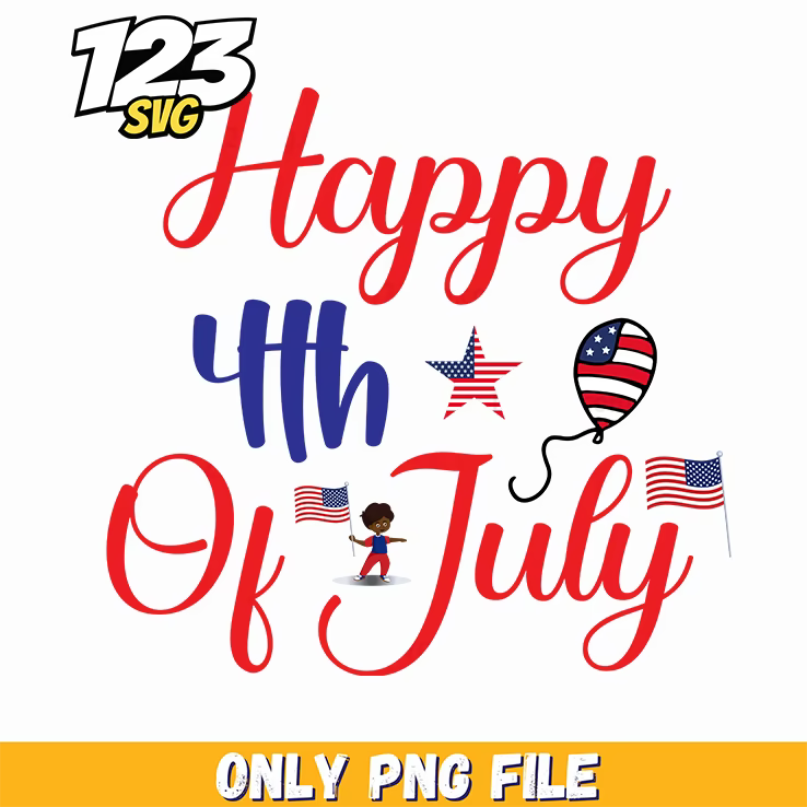 happy 4th of july stars flags little girl balloons png, 4th of july little girl, happy 4th of july star and flag - 123SVG Store