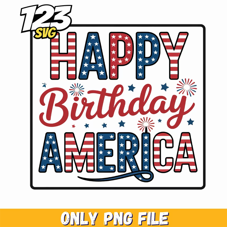 happy birthday america distressed typography png, happy birthday america distressed, america distressed typography - 123SVG Store