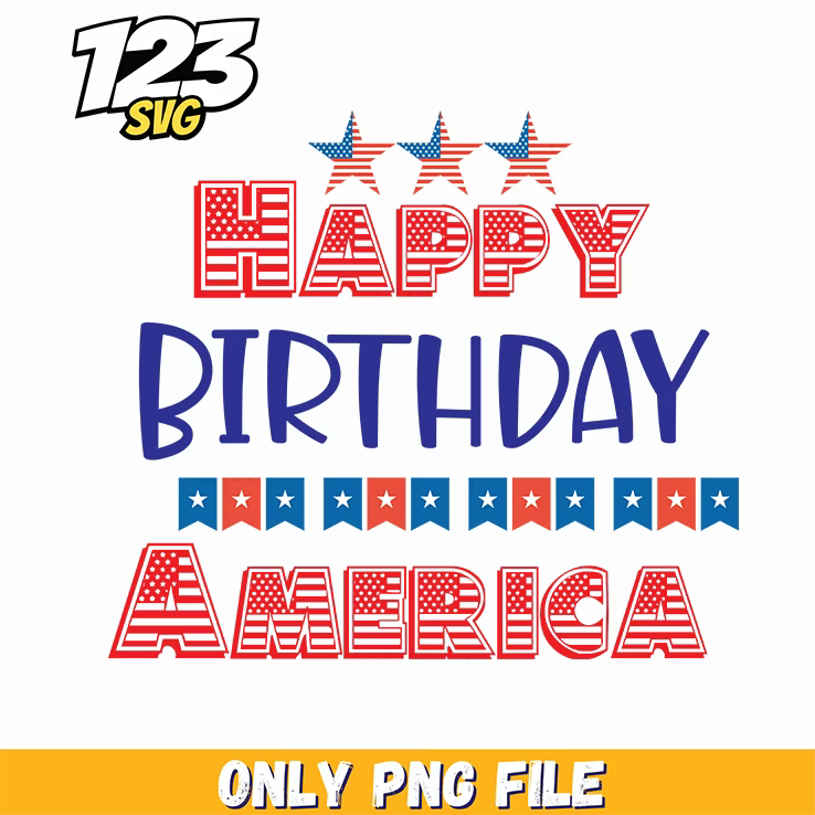 happy birthday america stars bunting png, america stars and stripes bunting, happy birthday america bunting stars - 123SVG Store