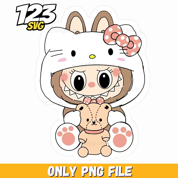 hello kitty bunny labubu png, labubu cute anime png, labubu bunny anime png - 123SVG Store