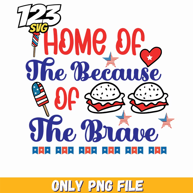 home of the because of the brave popsicle hamburgers stars bunting png, popsicle hamburger stars bunting, hamburger stars bunting - 123SVG Store