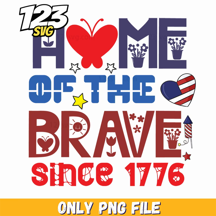 home of the brave since 1776 butterfly heart flowers png, butterfly heart flowers, flowers and butterfly heart - 123SVG Store