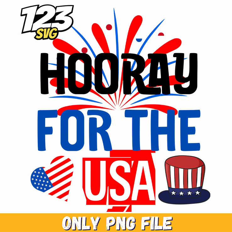 hooray for the usa fireworks heart uncle sam hat png, patriotic usa fireworks, usa fourth of july fireworks - 123SVG Store