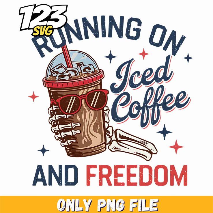 iced coffee and freedom usa png, iced coffee cheetah leopard png, coffee latte png - 123SVG Store