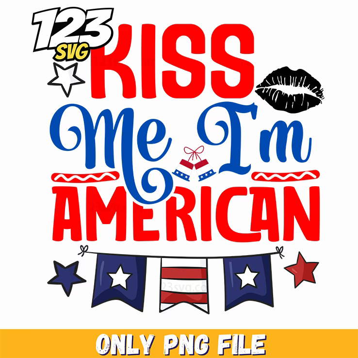 kiss me im american lips bunting png, american lips bunting, american lips flag bunting - 123SVG Store