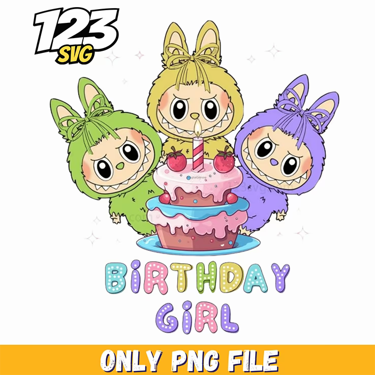 labubu birthday cake party png, happy birthday labubu cake, labubu birthday cake design - 123SVG Store