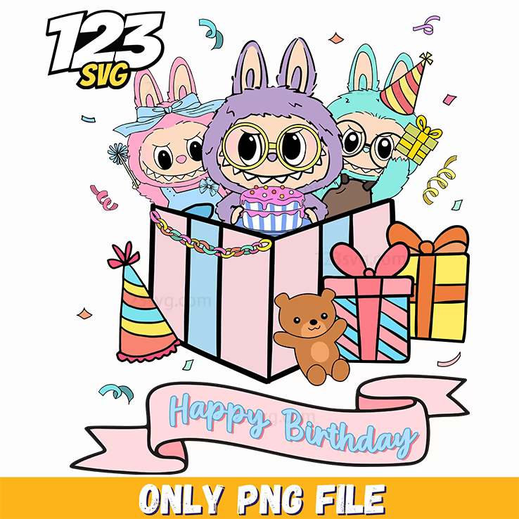 labubu birthday gift box png, labubu birthday gift box, labubu gift box png - 123SVG Store