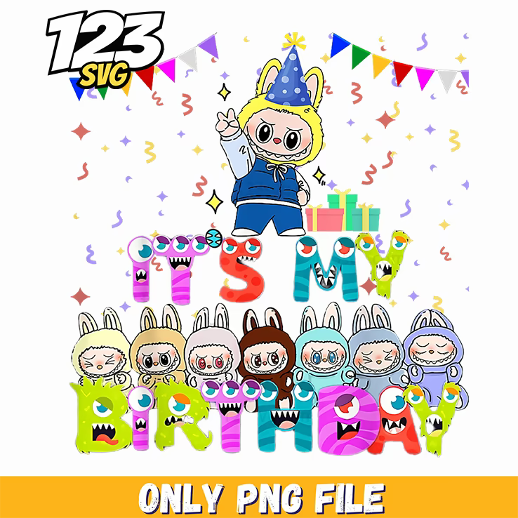 labubu birthday rainbow lineup png, labubu birthday lineup, labubu birthday png - 123SVG Store