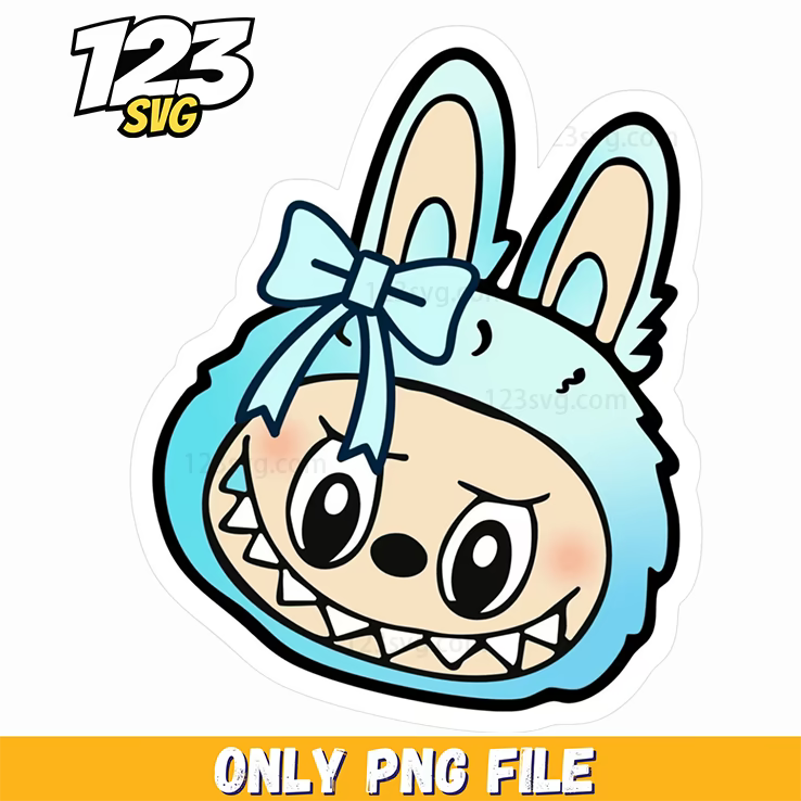 labubu blue bow sticker png, blue bow sticker png, blue bow sticker - 123SVG Store