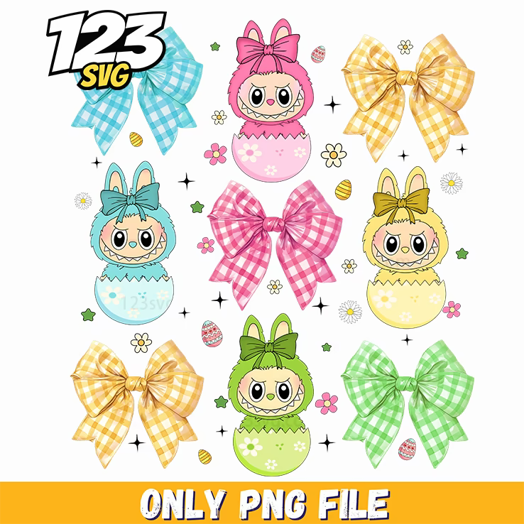 labubu bow clipart bundle png, pink labubu bow clipart, labubu bow clipart free - 123SVG Store