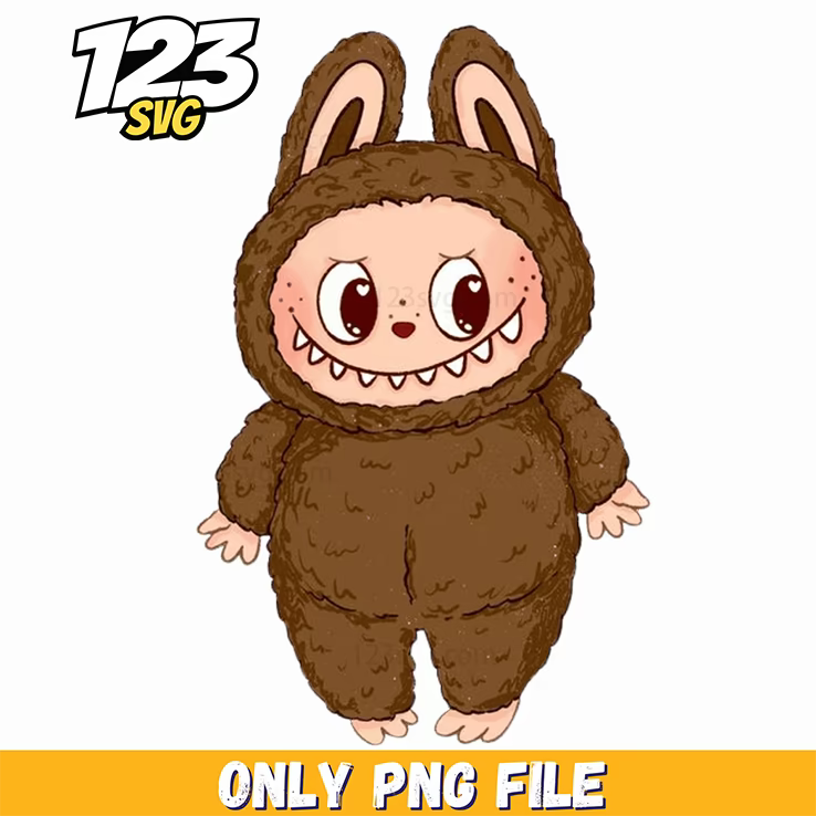 labubu brown plush bunny png, labubu plush bunny, plush bunny brown - 123SVG Store