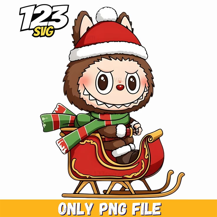 labubu christmas sleigh png, labubu png, labubu christmas png - 123SVG Store