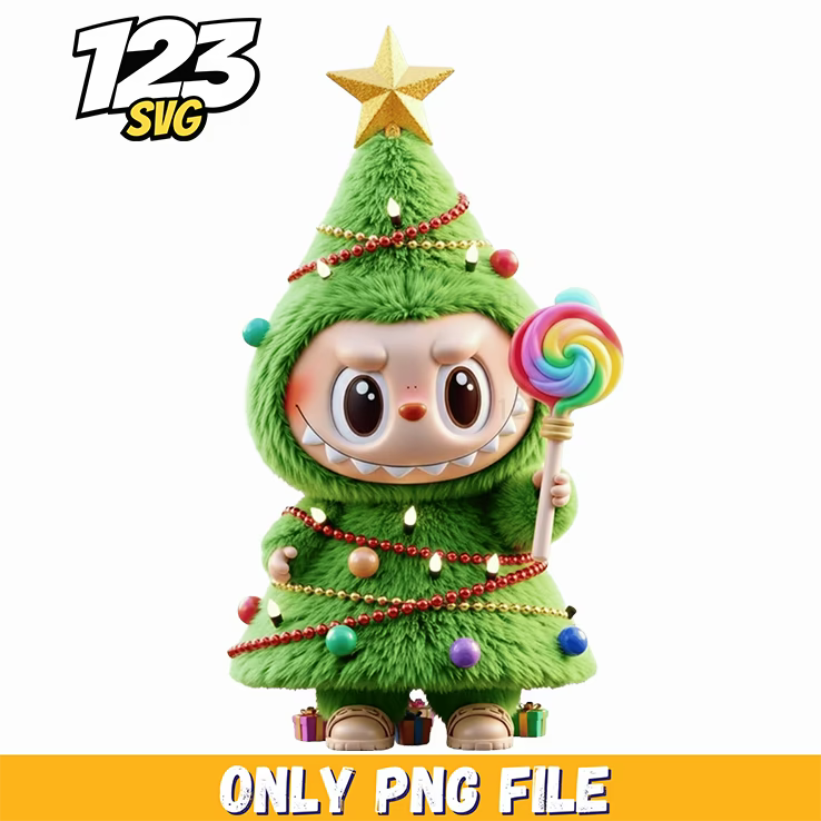 labubu christmas tree kawaii png, kawaii christmas tree png, christmas tree kawaii design - 123SVG Store