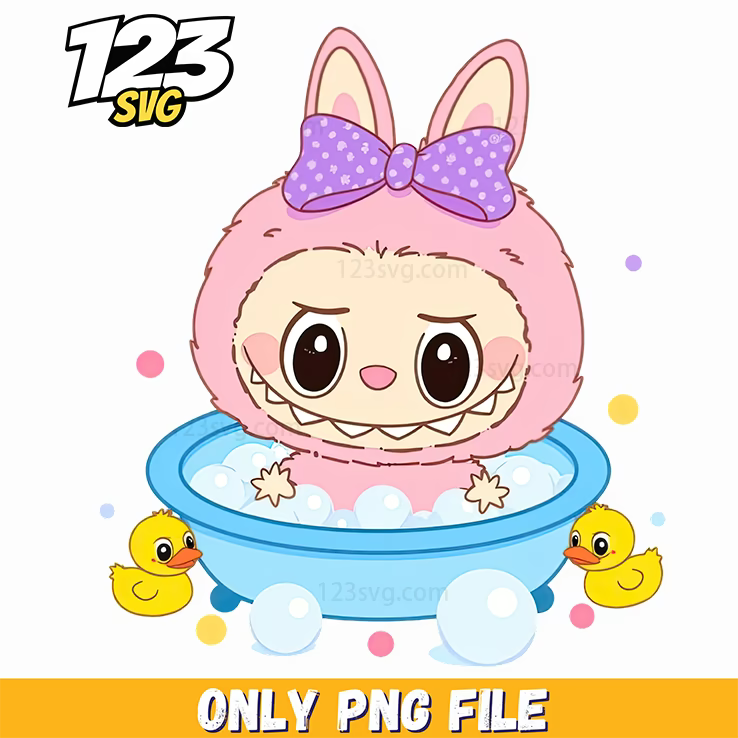 labubu duck bath png, cute duck costume, cartoon character - 123SVG Store