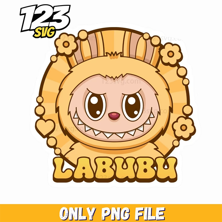 labubu floral frame logo png, labubu logo, floral frame png - 123SVG Store