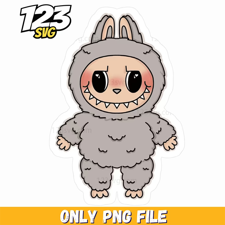 labubu gray plush sticker png, plush toy stickers labubu, labubu plush toy stickers - 123SVG Store