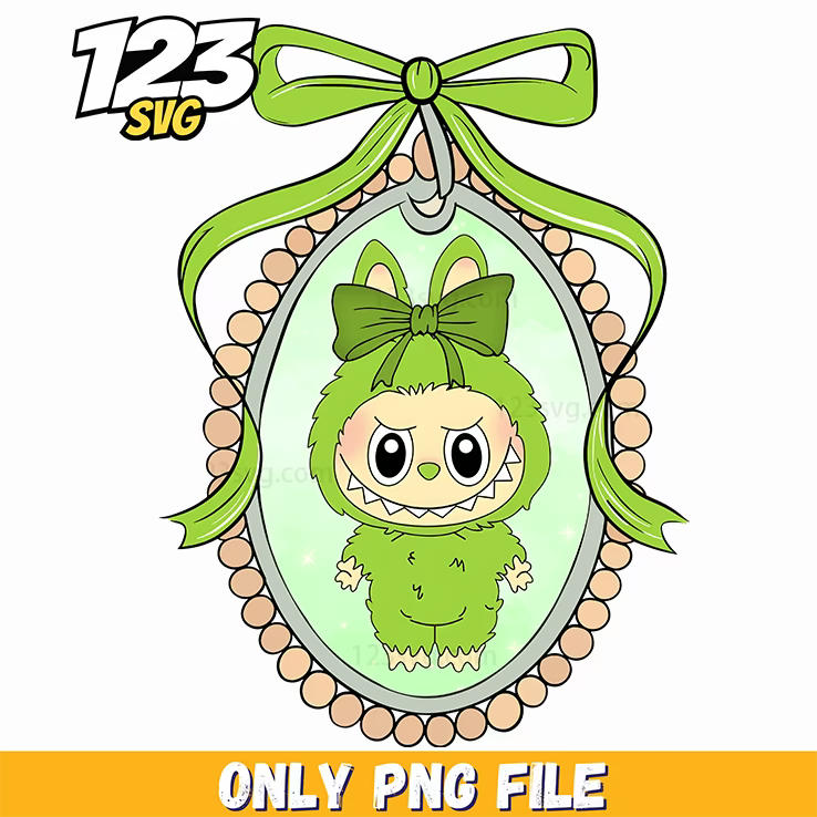 labubu green floral portrait png, labubu green floral portrait, green floral portrait labubu - 123SVG Store