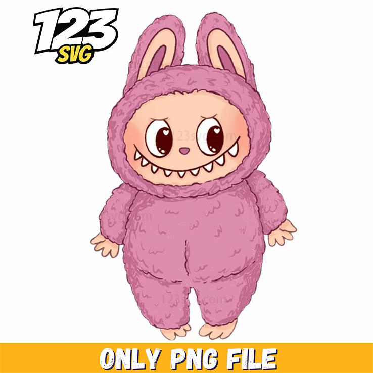 labubu pink plush bunny png, plush bunny labubu, labubu plush bunny figurine - 123SVG Store