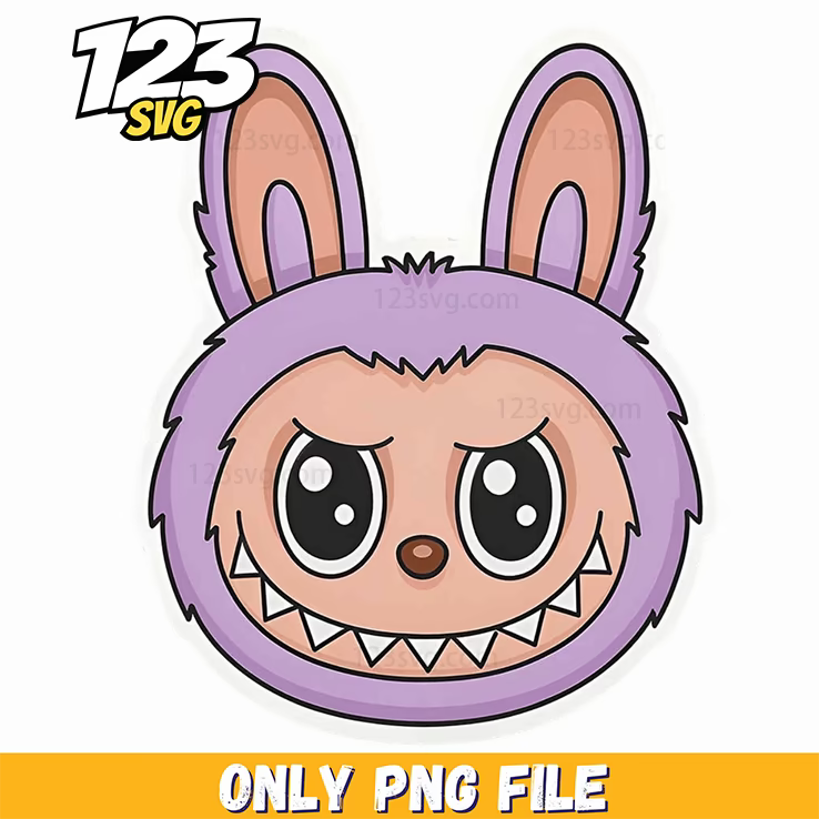 labubu purple bunny badge png, cute bunny badge png, bunny badge clipart png - 123SVG Store
