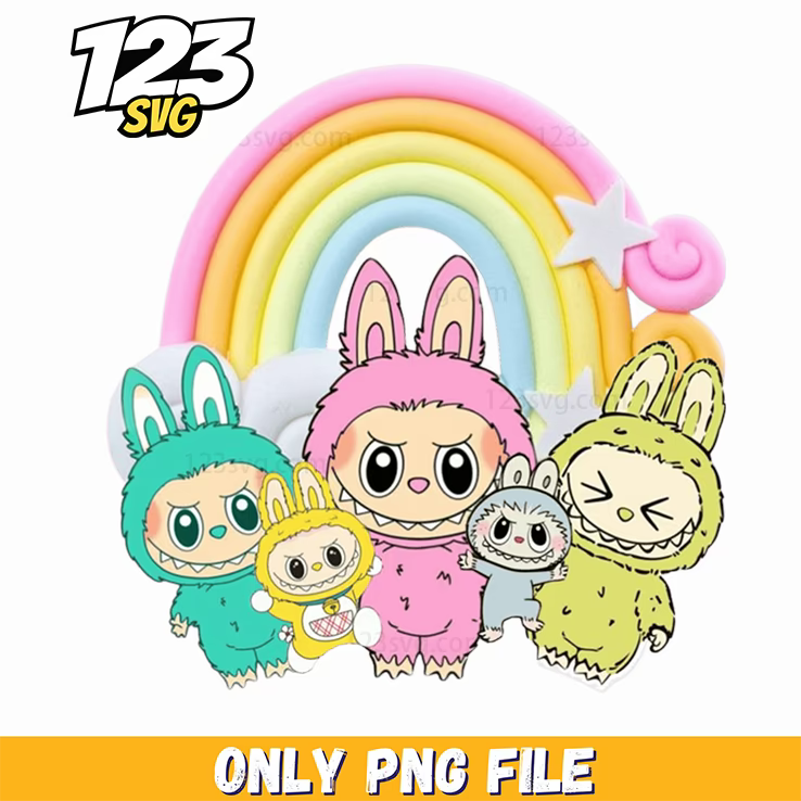 labubu rainbow friends png, free printable rainbow labubu, labubu rainbow friends printable - 123SVG Store