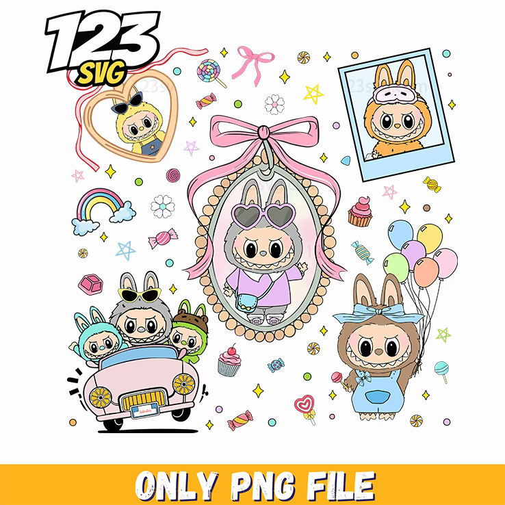 labubu rainbow plush grid png, labubu plush grid, labubu plush accessories - 123SVG Store