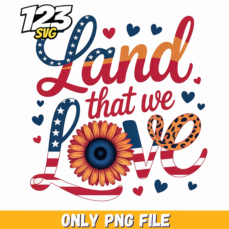 land that we love patriotic hearts png, patriotic hearts, valentine png - 123SVG Store