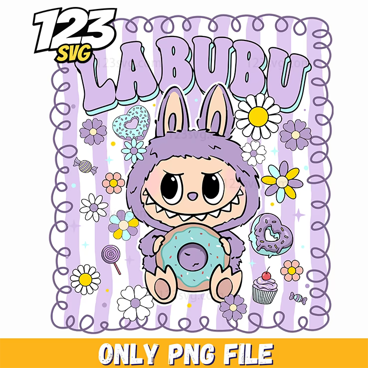 lavender donut labubu png, labubu png donut, donut labubu png image - 123SVG Store