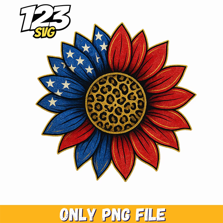 leopard patriotic sunflower png, patriotic sunflower clipart, sunflower patriotic images - 123SVG Store