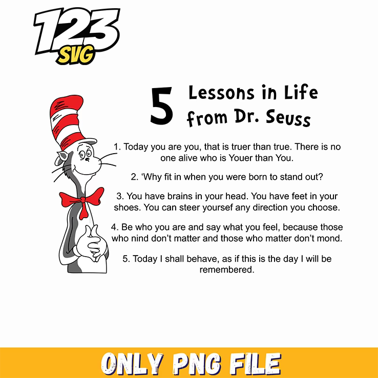 life lessons dr seuss quote png, dr seuss characters png, never apologize for your black skin motivational png - 123SVG Store