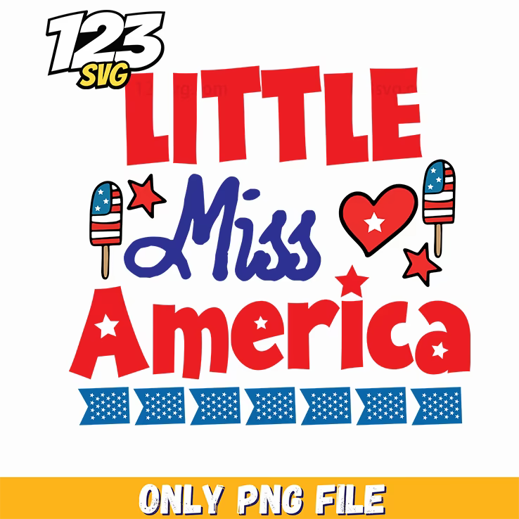 little miss america flags hearts popsicles bunting png, america's heart flags popsicles, little miss america flags popsicles bunting - 123SVG Store