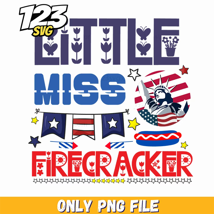 little miss firecracker bunting rocket hot dog png, hot dog bunting decorations, patriotic hot dog buns - 123SVG Store