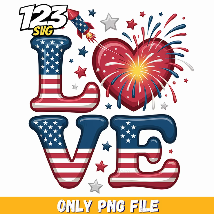 love patriotic flag firework letters png, love patriotic flag firework letters, love patriotic flag firework - 123SVG Store
