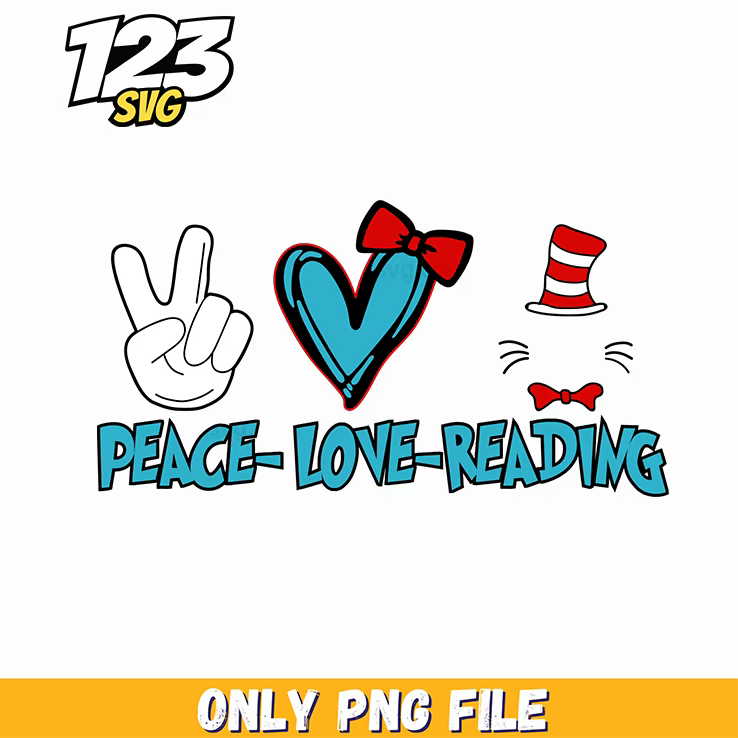 love reading heart dr seuss png, dr seuss characters png, casts of dr seuss png - 123SVG Store