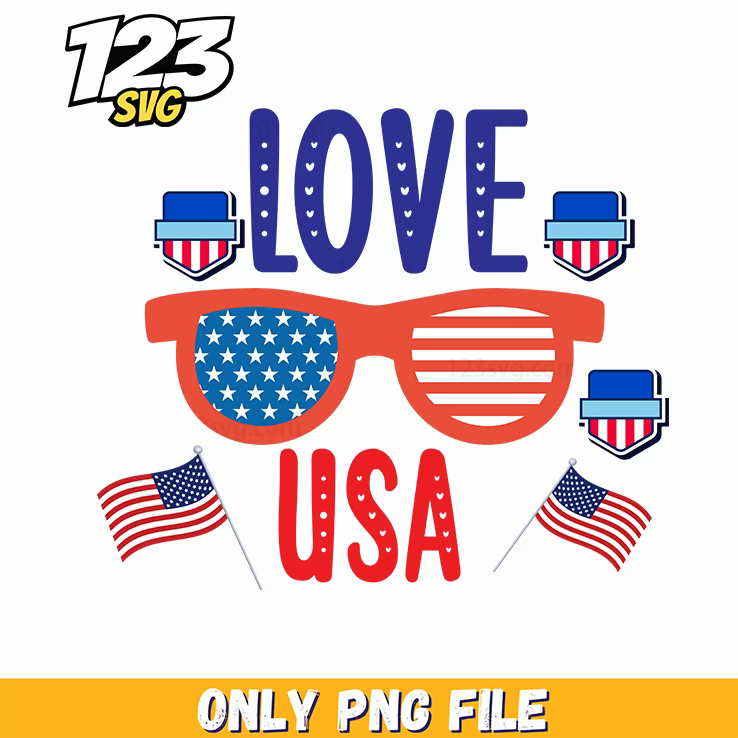 love usa sunglasses flags top hats png, usa love flags, usa top hats - 123SVG Store