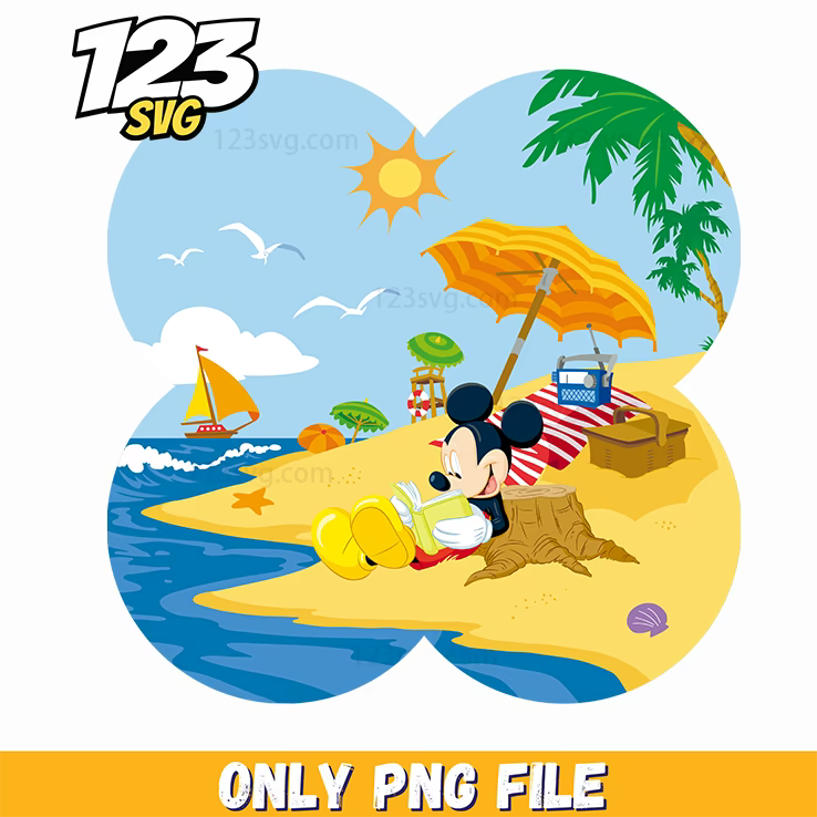 mickey beach vacation png, disney vacation, disney mickey safari travel png - 123SVG Store