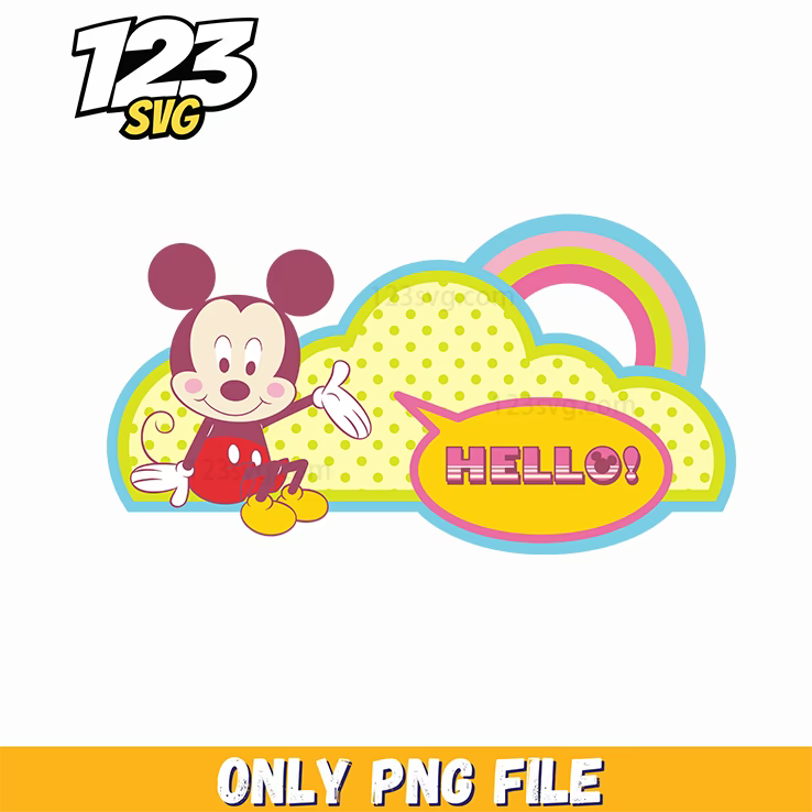 mickey mouse hello png, mickey mouse and friends, hello kitty mickey mouse - 123SVG Store