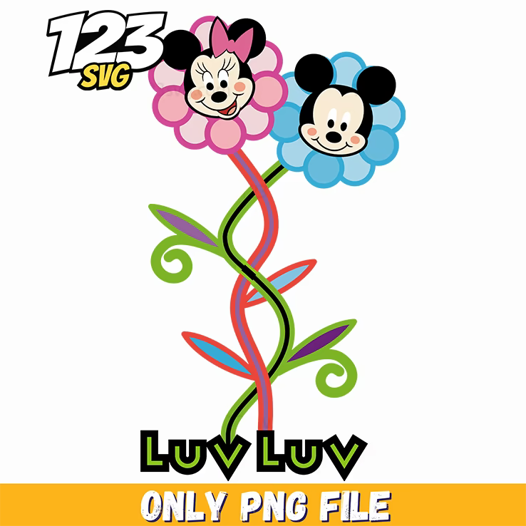 minnie flower png, minnie mouse heart glasses flower png, easter themed minnie mouse floral png - 123SVG Store