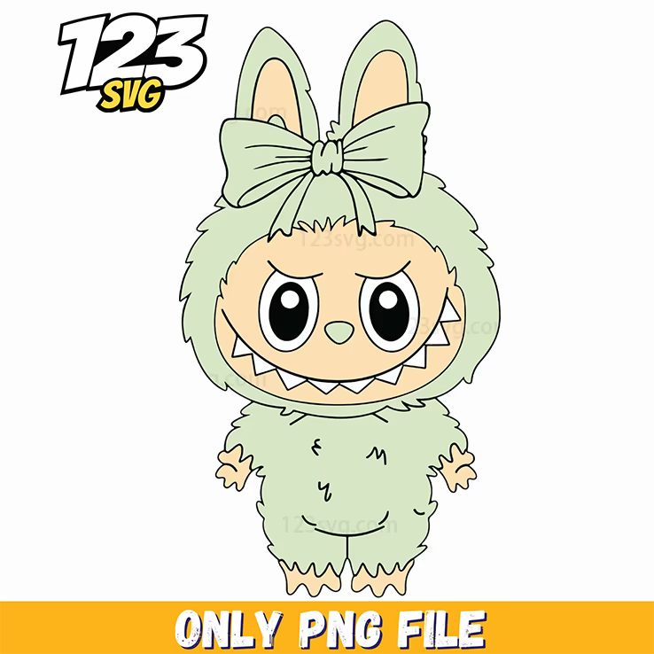 mint bow labubu png, labubu png, labubu bow png - 123SVG Store